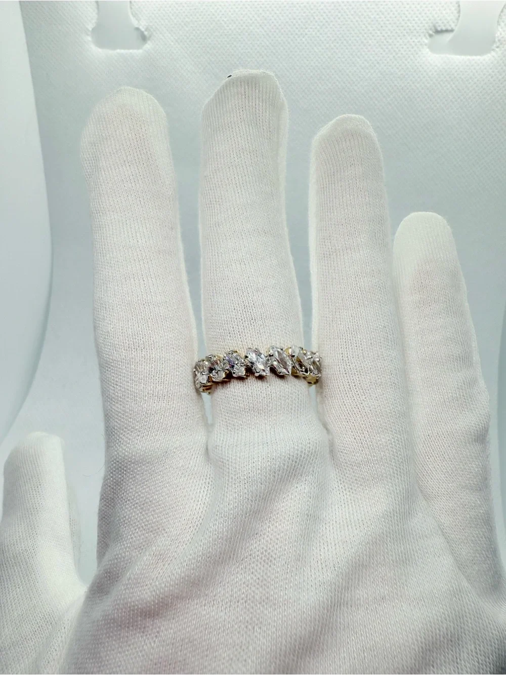 14k Gold over Sterling Silver CZ Marquise Band Ring!